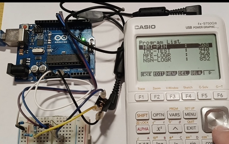 Casio FX-9750 calculator temperature data logging