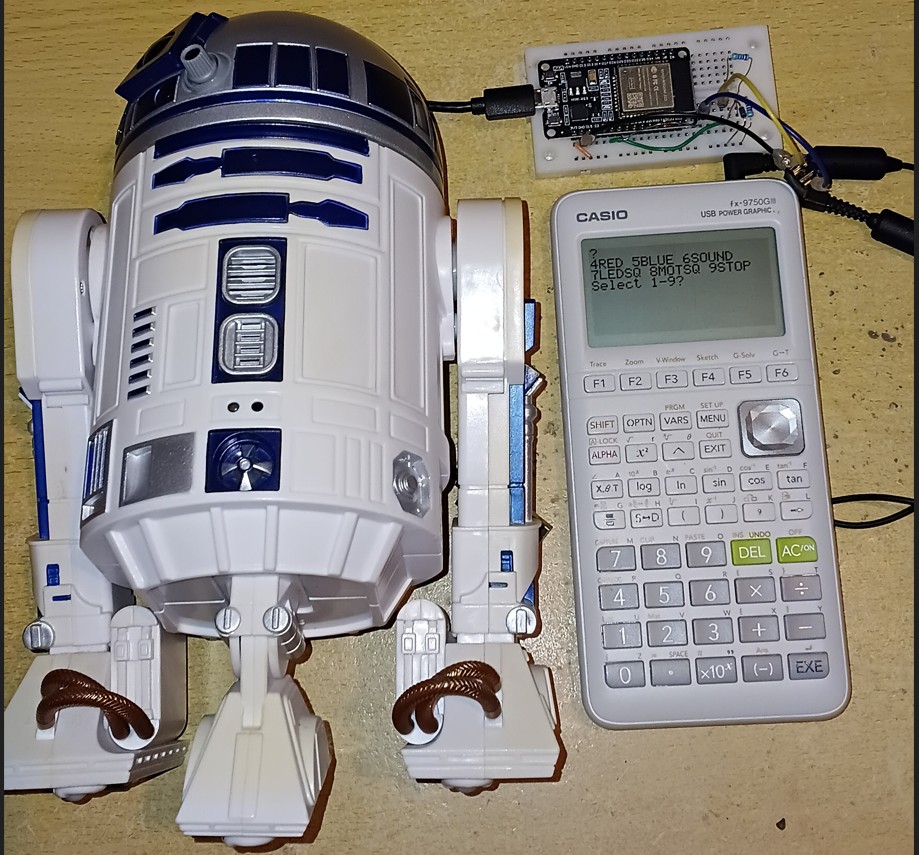 The Hasbro Smart R2D2 - controlled by a Casio FX_9750GIII or a FX-9750G Plus.