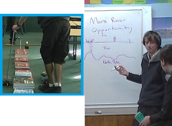 'Uee It' activity - Engineers problem-solving a prototype Mars Orbiter to scan the surface of Mars.
