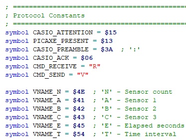 'Picaxe basic code example'; Picaxe BASIC code will be provided